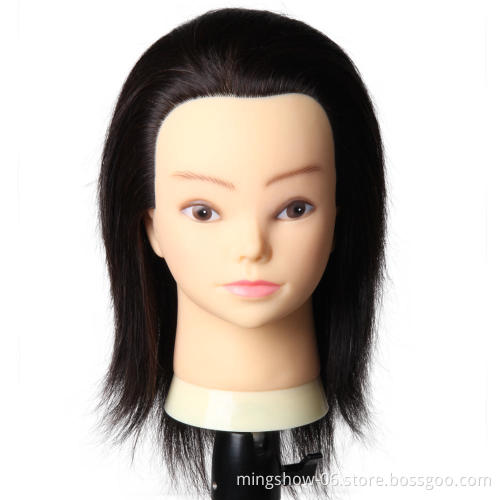 100% Human Hair Mannequin Head Real Human Hair Natural Black Color Practice Model Training Head For Hairdresser